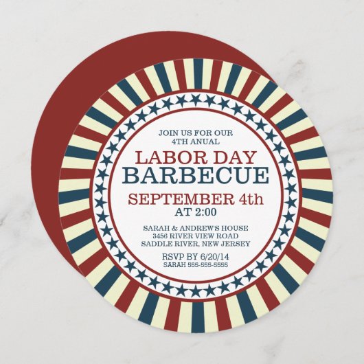  Stripe Summer Barbecue Party Kaart (Voorkant / Achterkant)