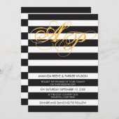 Stripe trouwuitnodiging sjabloon zwart-wit kaart (Voorkant / Achterkant)