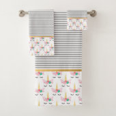 STRIPE UNICORN GOLD BATHROOM TOWEL SET BAD HANDDOEK (Insitu)