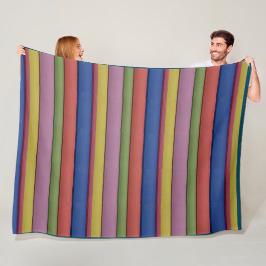 Stripe Unieke kleuren Groen Blauw Roze Geel Fleece Deken (In situ)