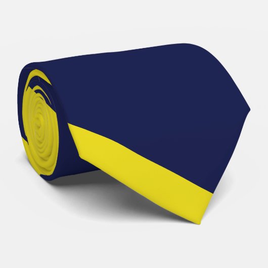 Stripe Universiteit van Navy en Maize Broad Stropdas (Opgerold)