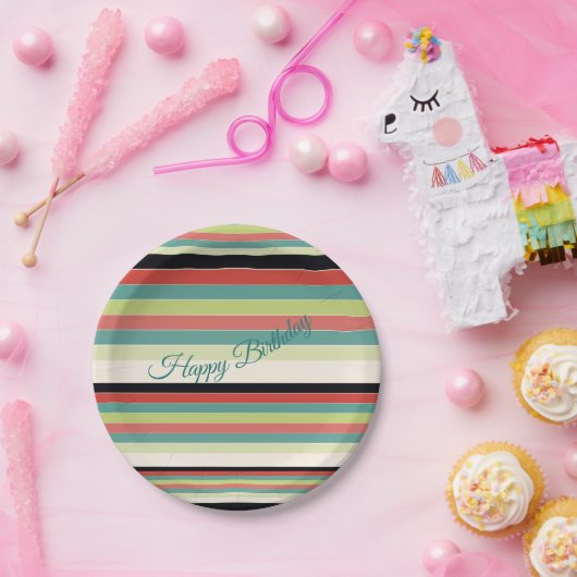 Stripe Verjaardagsfeest Papieren Borden Papieren Bordje (Feest)
