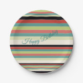 Stripe Verjaardagsfeest Papieren Borden Papieren Bordje (Voorkant)