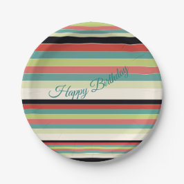  Stripe Verjaardagsfeest Papieren Borden Papieren Bordje