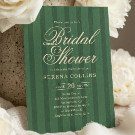 Stripe Vintage Green Bridal Shower Kaart