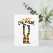 Stripe Witch Leg Tights Stocking Happy Halloween Feestdagenkaart (Staand voorkant)