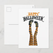 Stripe Witch Leg Tights Stocking Happy Halloween Feestdagenkaart (Voorkant / Achterkant)