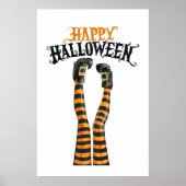 Stripe Witch Leg Tights Stocking Happy Halloween Poster (Voorkant)
