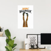 Stripe Witch Leg Tights Stocking Happy Halloween Poster (Thuiskantoor)