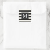 Stripe zwarte en witte strips vierkante sticker (Tas)