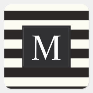 Stripe zwarte en witte strips vierkante sticker