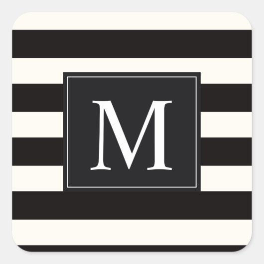 Stripe zwarte en witte strips vierkante sticker (Voorkant)