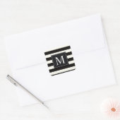 Stripe zwarte en witte strips vierkante sticker (Envelop)