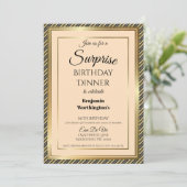 Striped 60th Surprise Birthday Dinner Invitation Kaart (Staand voorkant)