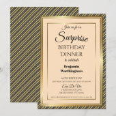 Striped 60th Surprise Birthday Dinner Invitation Kaart (Voorkant / Achterkant)