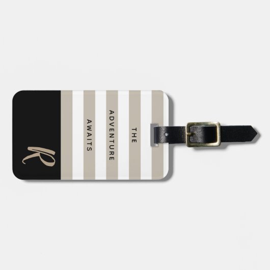 Striped Adventure wacht op  Monogram Bagagelabel (Voorkant horizontaal)
