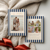 Striped and Scalloped Christmas Card with Photo Feestdagenkaart