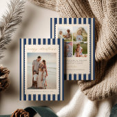 Striped and Scalloped Christmas Card with Photo Feestdagenkaart