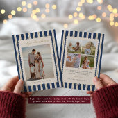Striped and Scalloped Christmas Card with Photo Feestdagenkaart