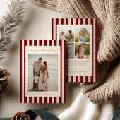 Striped and Scalloped Christmas Card with Photo Feestdagenkaart