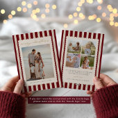 Striped and Scalloped Christmas Card with Photo Feestdagenkaart
