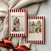 Striped and Scalloped Christmas Card with Photo Feestdagenkaart