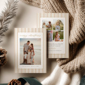 Striped and Scalloped Christmas Card with Photo Feestdagenkaart