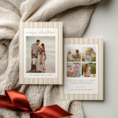 Striped and Scalloped Christmas Card with Photo Feestdagenkaart