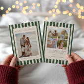 Striped and Scalloped Christmas Card with Photo Feestdagenkaart