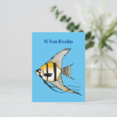 Striped angelfish cartoon illustratie briefkaart (Staand voorkant)