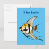 Striped angelfish cartoon illustratie briefkaart (Voorkant / Achterkant)