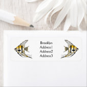 Striped angelfish cartoon illustratie etiket (Insitu)