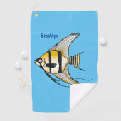 Striped angelfish cartoon illustratie golfhanddoek (Insitu)