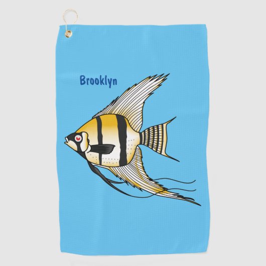 Striped angelfish cartoon illustratie golfhanddoek (Voorkant)