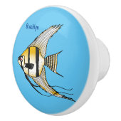 Striped angelfish cartoon illustratie keramische knop (Rechts)