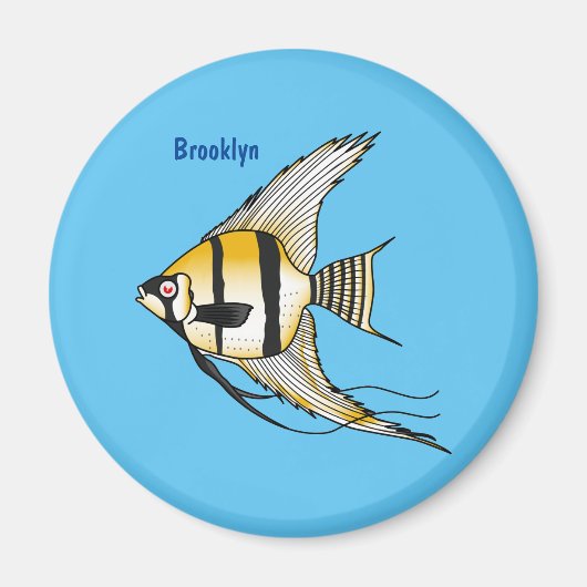 Striped angelfish cartoon illustratie magneet (Voorkant)