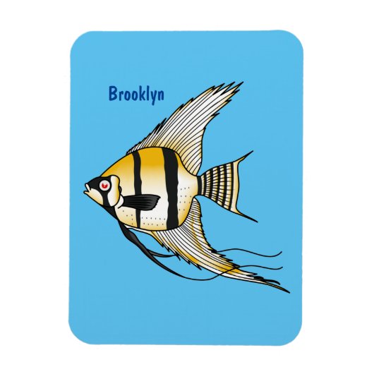 Striped angelfish cartoon illustratie magneet (Verticaal)