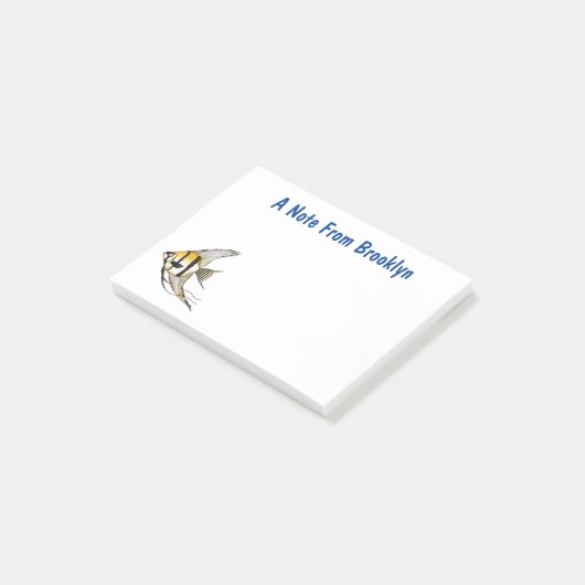 Striped angelfish cartoon illustratie post-it® notes (Schuin)