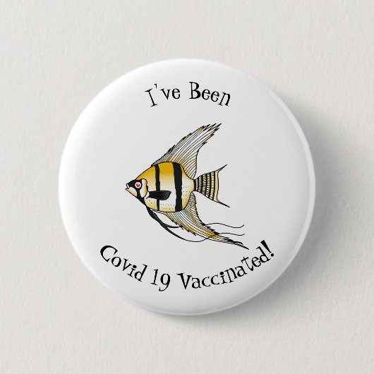 Striped angelfish cartoon illustratie ronde button 5,7 cm (Voorkant)