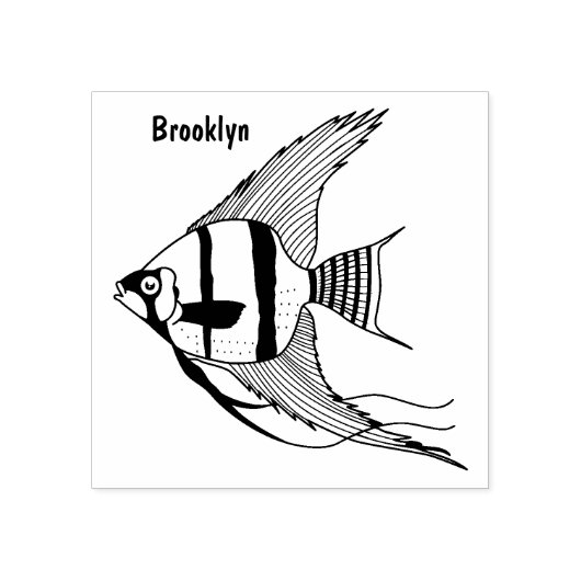 Striped angelfish cartoon illustratie rubberstempel (Afrduk)