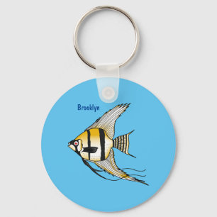 Striped angelfish cartoon illustratie sleutelhanger