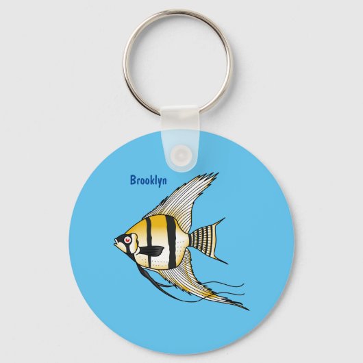Striped angelfish cartoon illustratie sleutelhanger (Voorkant)