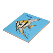 Striped angelfish cartoon illustratie tegeltje (Zijkant)
