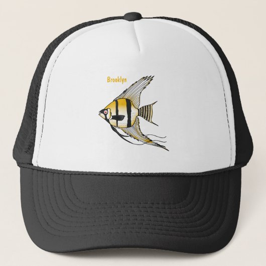 Striped angelfish cartoon illustratie trucker pet (Voorkant)