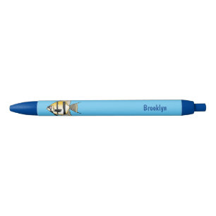 Striped angelfish cartoon illustratie zwarte inkt pen