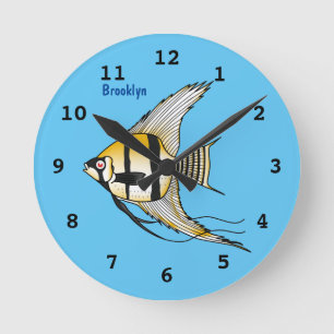 Striped angelfish cartoon ronde klok