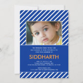 Striped Annaprashan (First Rice) Blue Invitation Kaart (Voorkant)