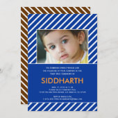 Striped Annaprashan (First Rice) Blue Invitation Kaart (Voorkant / Achterkant)