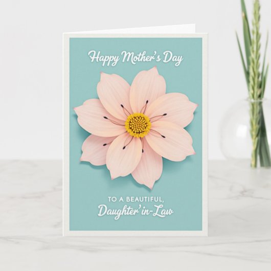 Striped Aqua Flower Beauty Card Kaart (Voorkant)