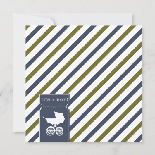 Striped Baby shower Invitation Sjabloon Kaart (Achterkant)